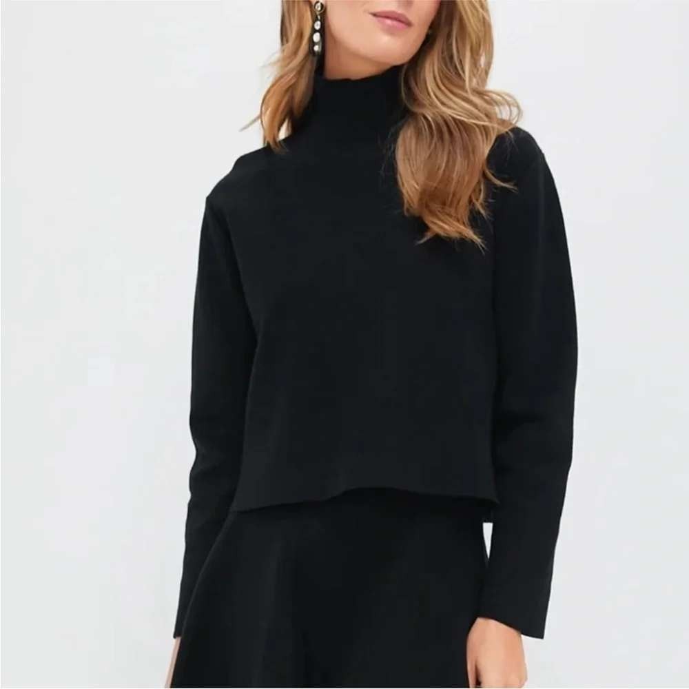 Tuckernuck Kimberly mock neck cropped Sweater Women XS Black Cotton